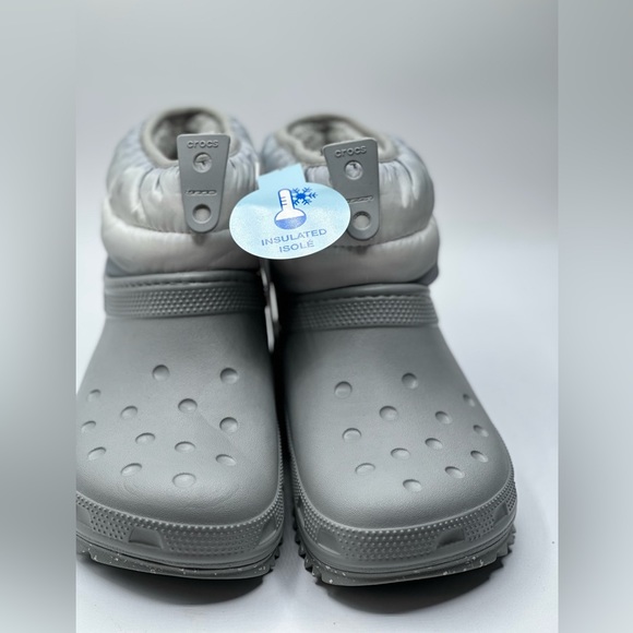 Crocs Boot Women Size 6 Grey White Classic Neo Puff Shorty Ankle Lined Snow NEW - Picture 3 of 7